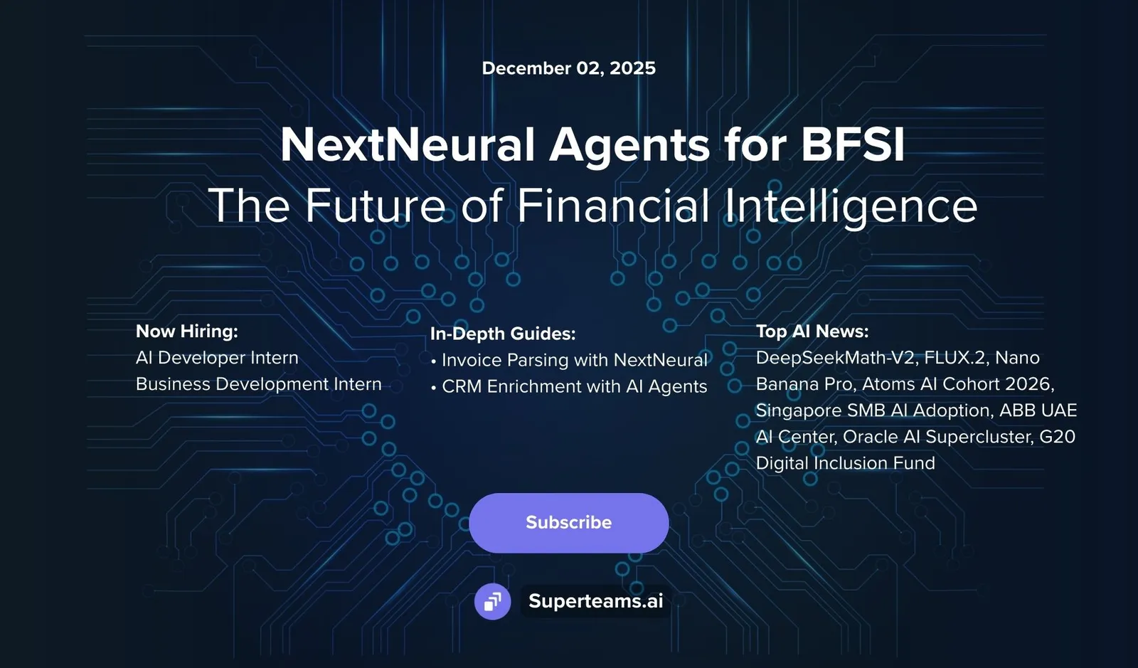 Newsletter December 2025 Edition: NextNeural Agents for BFSI - The Future of Financial Intelligence